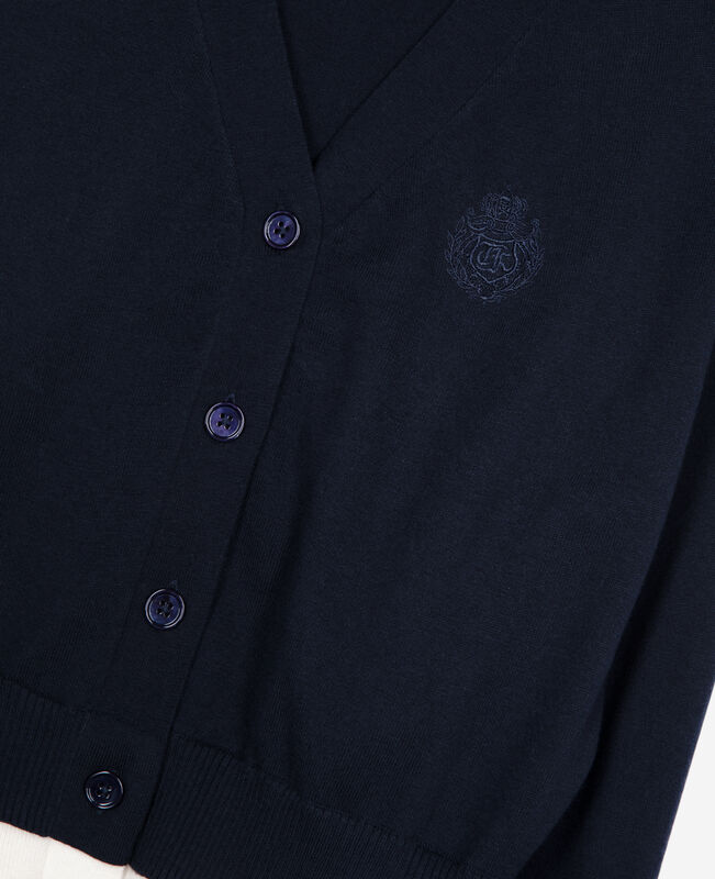 The Kooples FEMME DARK NAVY-ECRU cardigan en coton bleu marine et écru