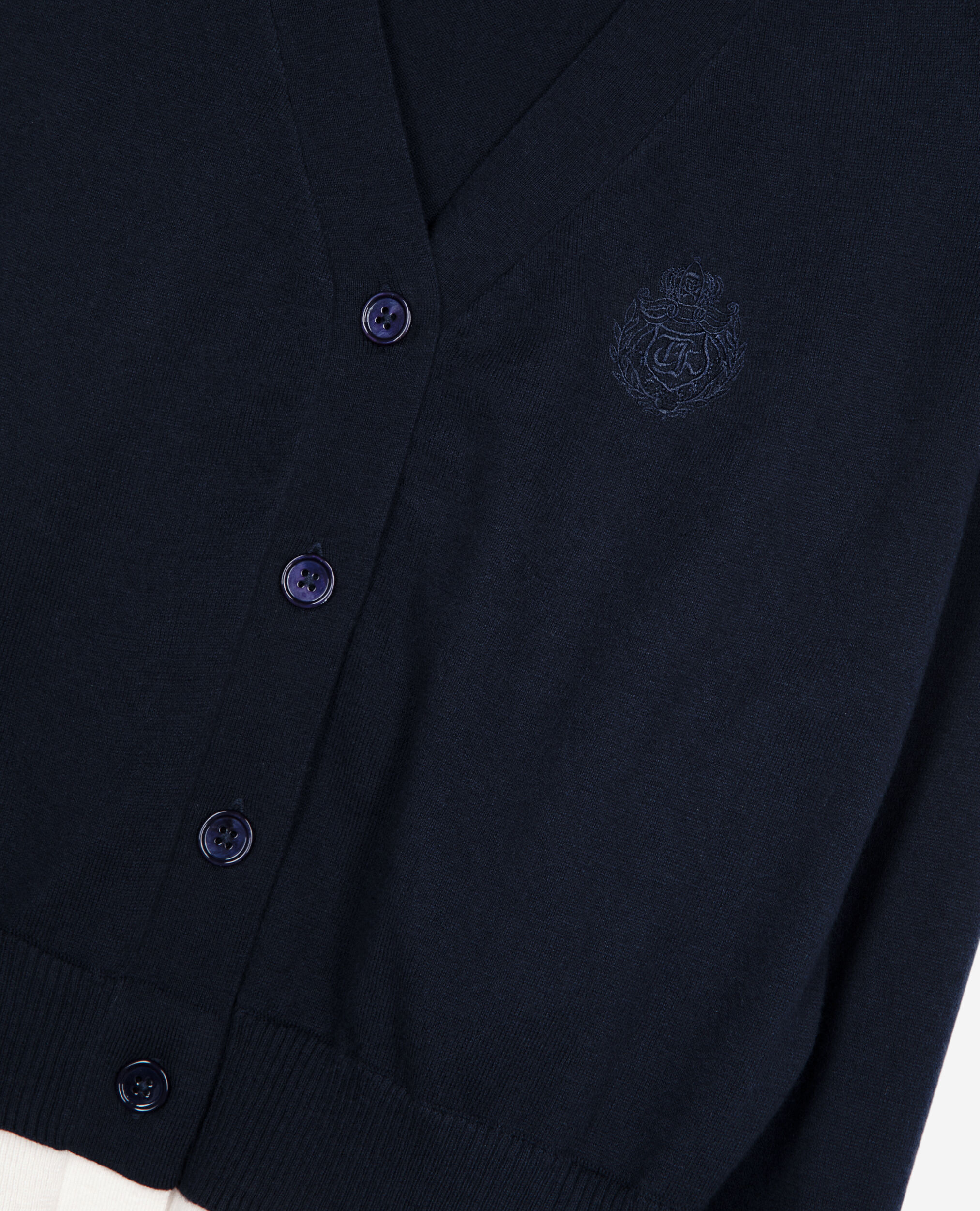 Cardigan en coton bleu marine et écru, DARK NAVY-ECRU, hi-res image number null