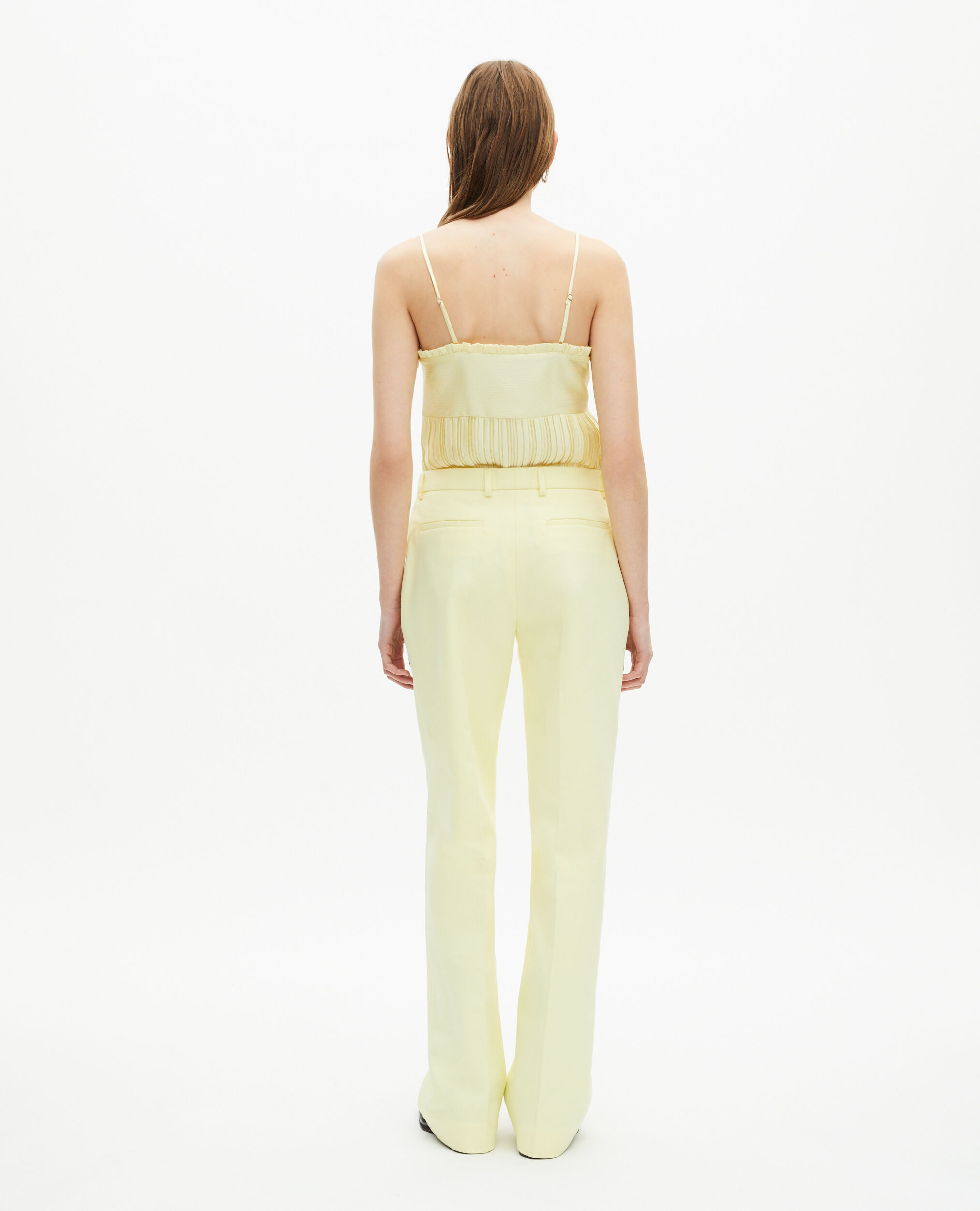 Pantalon costume en coton bleu, YELLOW, hi-res image number null