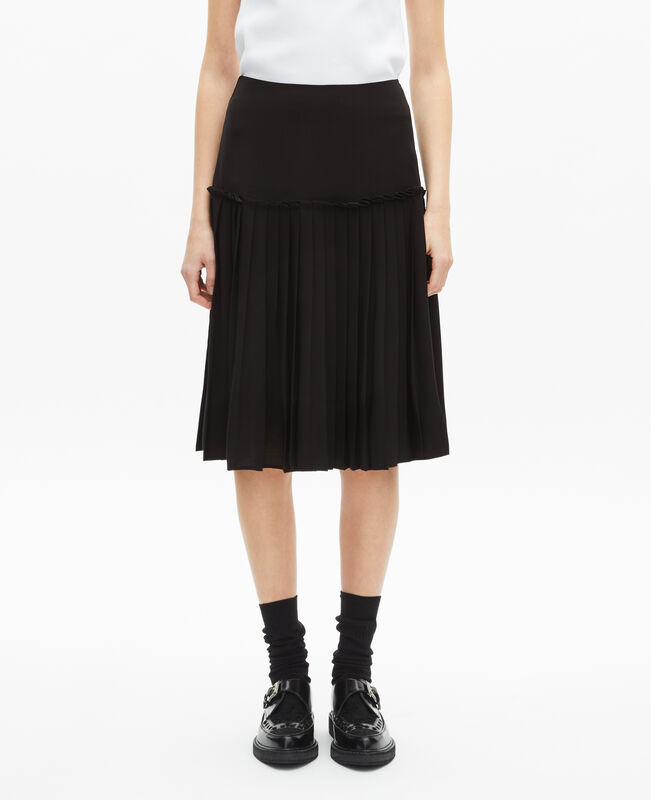 The Kooples FEMME BLACK jupe midi plissée noire