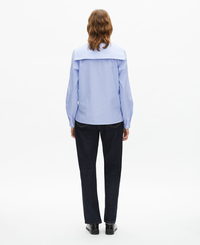 The Kooples FEMME BLUE WHITE chemise à rayures avec col vareuse bleue