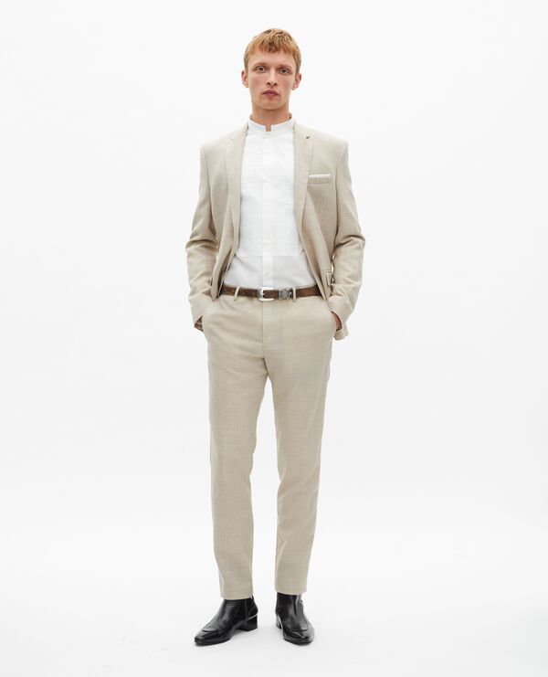 The Kooples HOMME BEIGE veste de costume en laine coupe ajustée beige