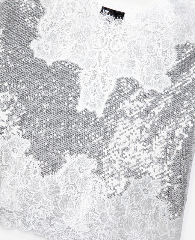 The Kooples FEMME SILVER caraco à sequins et dentelle argenté