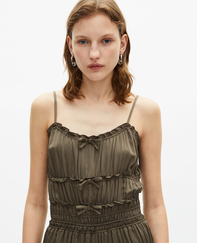 The Kooples FEMME KAKI STONE robe courte avec nœuds kaki
