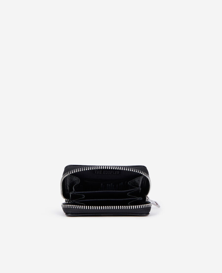 The Kooples UNISEX BLACK schwarzes portemonnaie mit wappen aus leder
