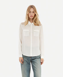 The Kooples FEMME ECRU chemise en soie avec dentelle écrue
