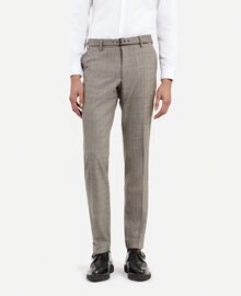 The Kooples HOMME BEIGE MELANGE pantalon de costume en laine prince de galles beige