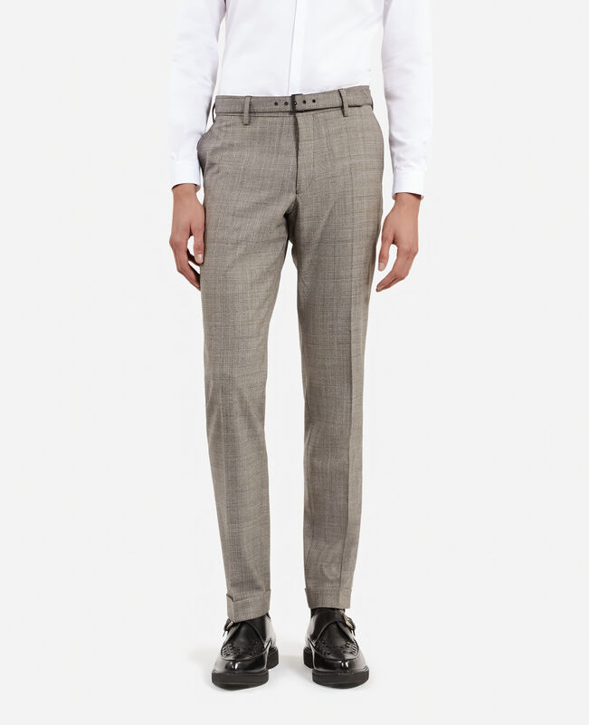 The Kooples HOMME BEIGE MELANGE pantalon de costume en laine prince de galles beige