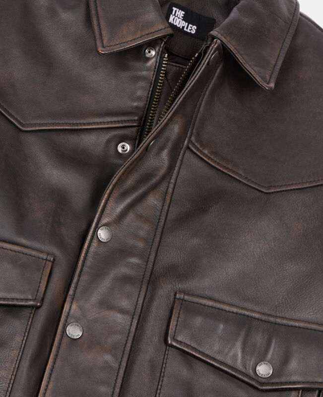 The Kooples HOMME DARK BROWN blouson en cuir marron