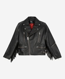 The Kooples FEMME BLACK blouson en cuir à franges noir
