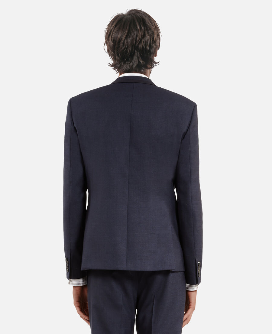 The Kooples HOMME NAVY veste de costume en laine pied de poule bleue