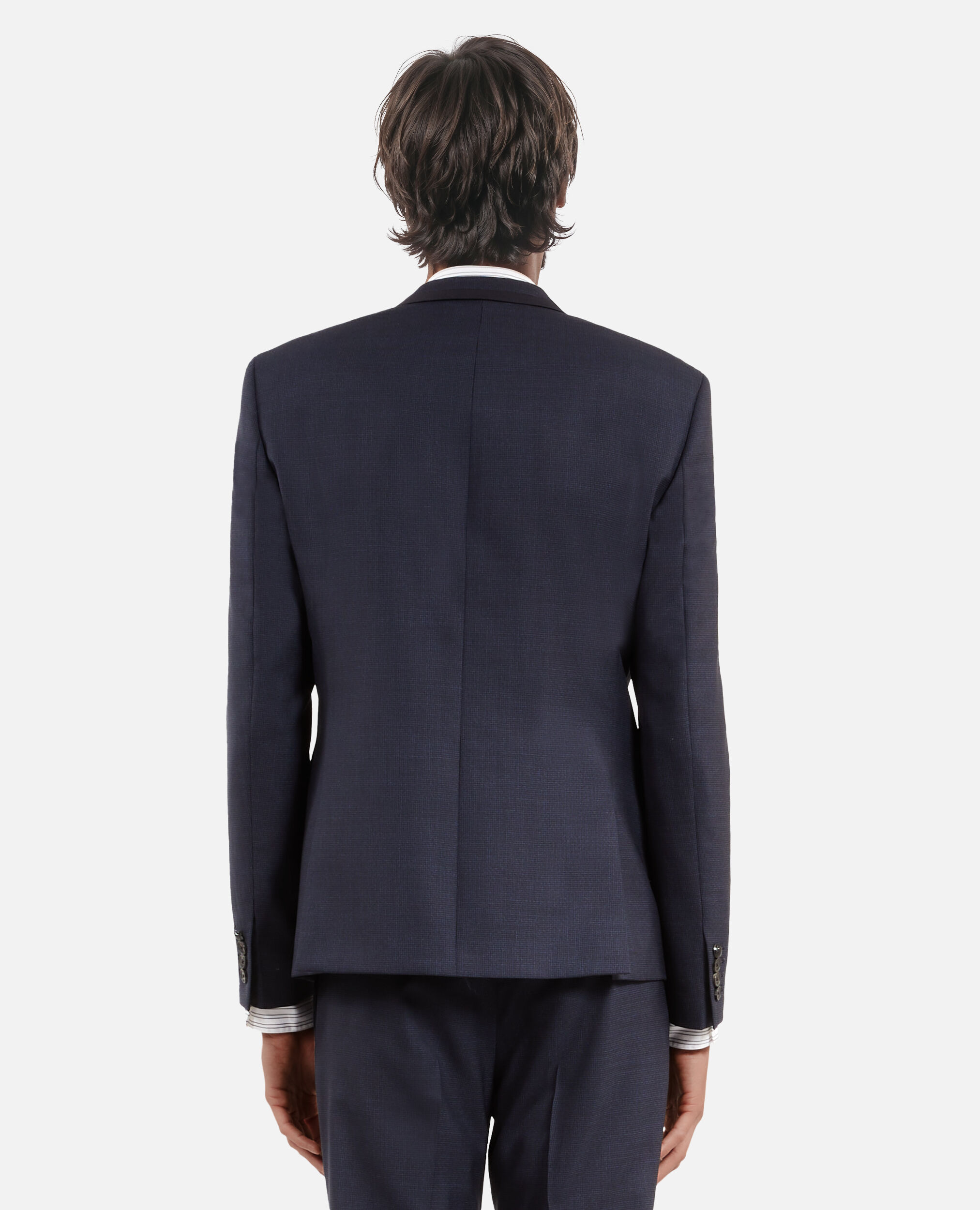 Veste de costume en laine pied de poule bleue, NAVY, hi-res image number null
