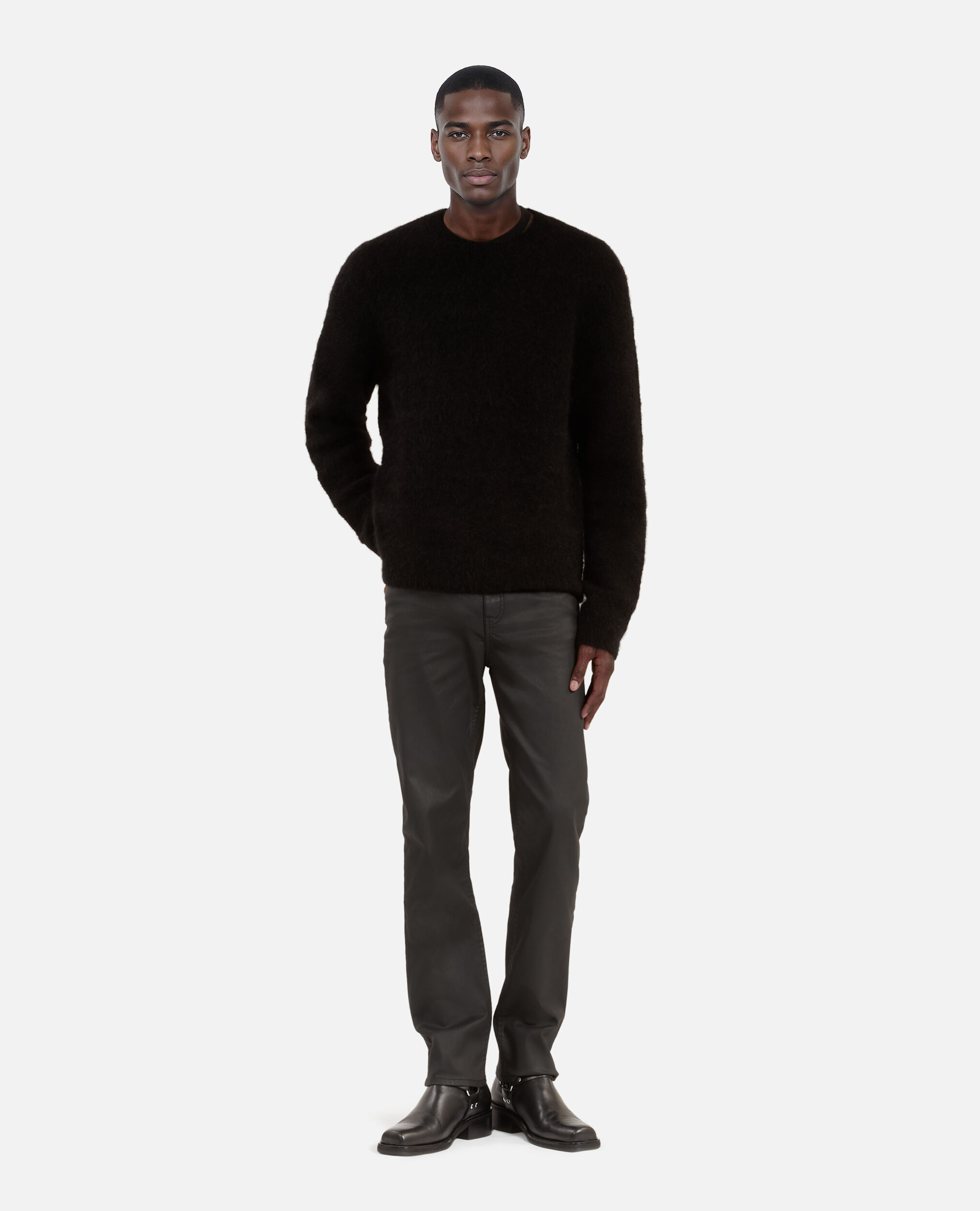 Pull en laine et mohair noir, BLACK STONE, hi-res image number null