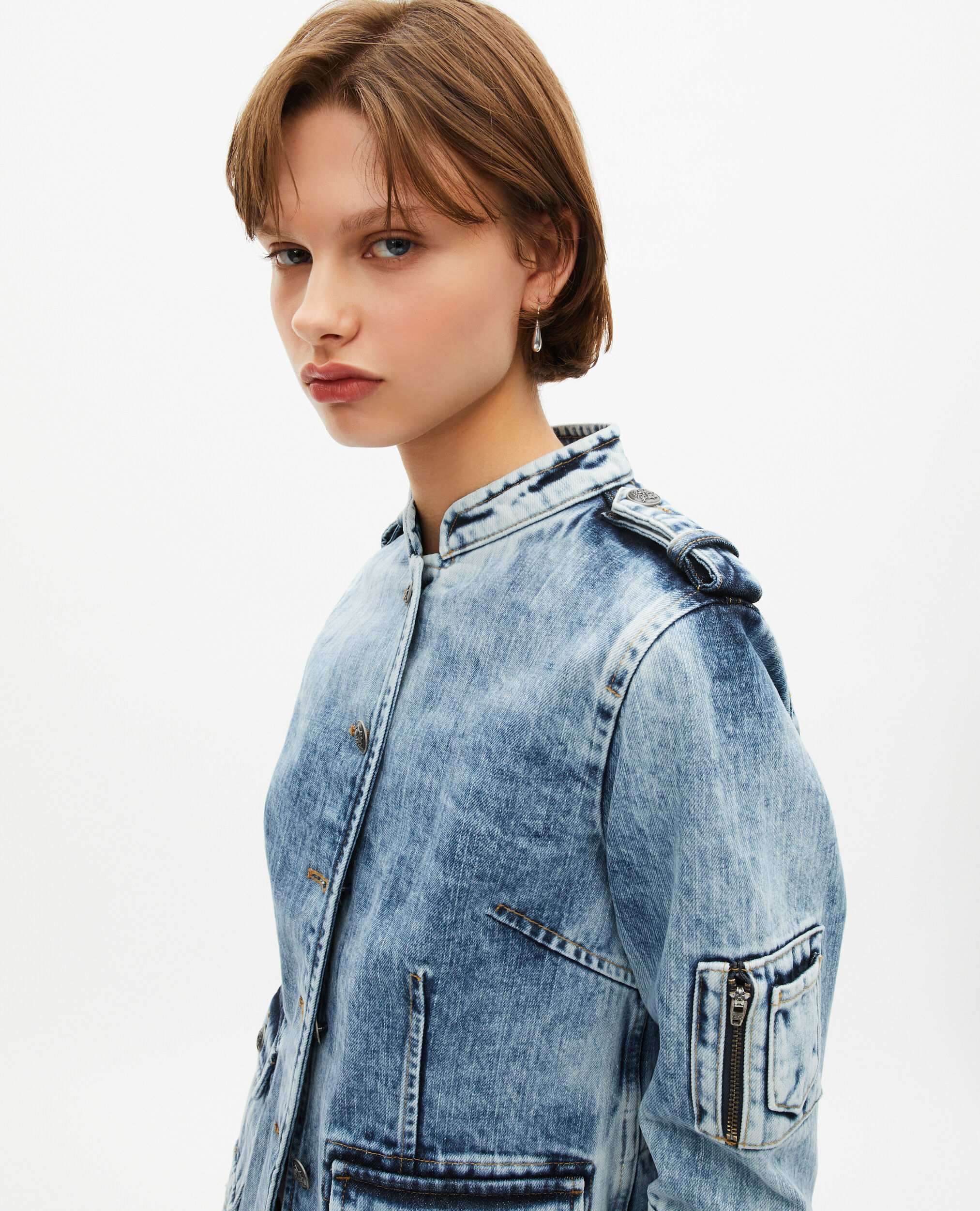 Veste style officier en denim, BABY BLUE, hi-res image number null