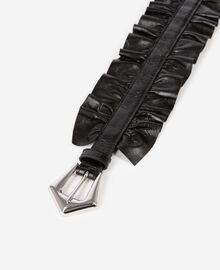 The Kooples FEMME BLACK ceinture large avec fronces en cuir noir