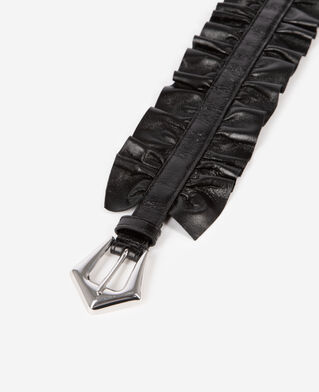 The Kooples FEMME BLACK ceinture large avec fronces en cuir noir