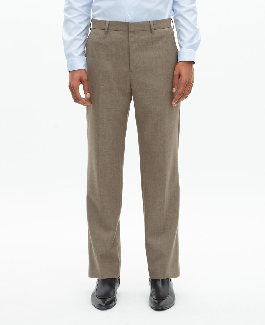 The Kooples MEN BEIGE MELANGE beige wool suit pants