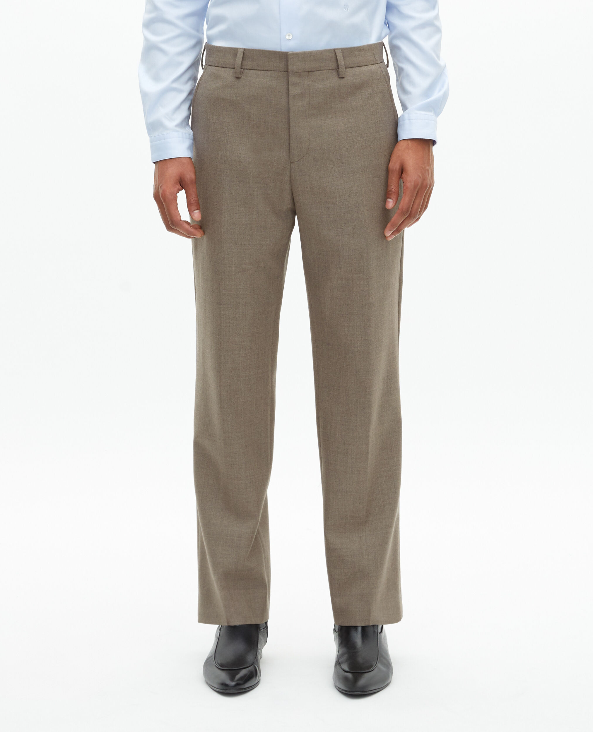 Pantalon de costume en laine beige, BEIGE MELANGE, hi-res image number null