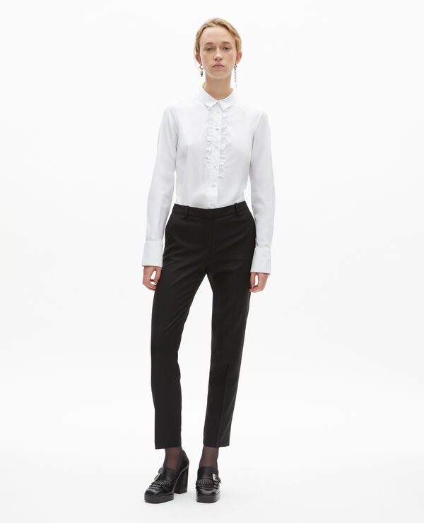 The Kooples FEMME WHITE chemise en popeline avec volants blanche