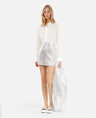 The Kooples WOMEN SILVER short silver skirt