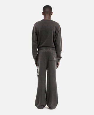 The Kooples MEN BLACK WASHED straight jogging bottoms with black patches