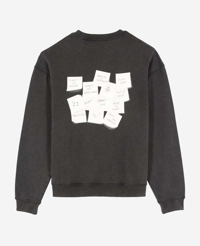The Kooples HOMME BLACK WASHED sweatshirt avec serigraphie noir délavé