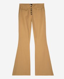 The Kooples FEMME BEIGE pantalon flare en coton et lin beige