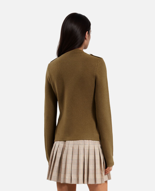 The Kooples FEMME KAKI cardigan en laine style officier kaki