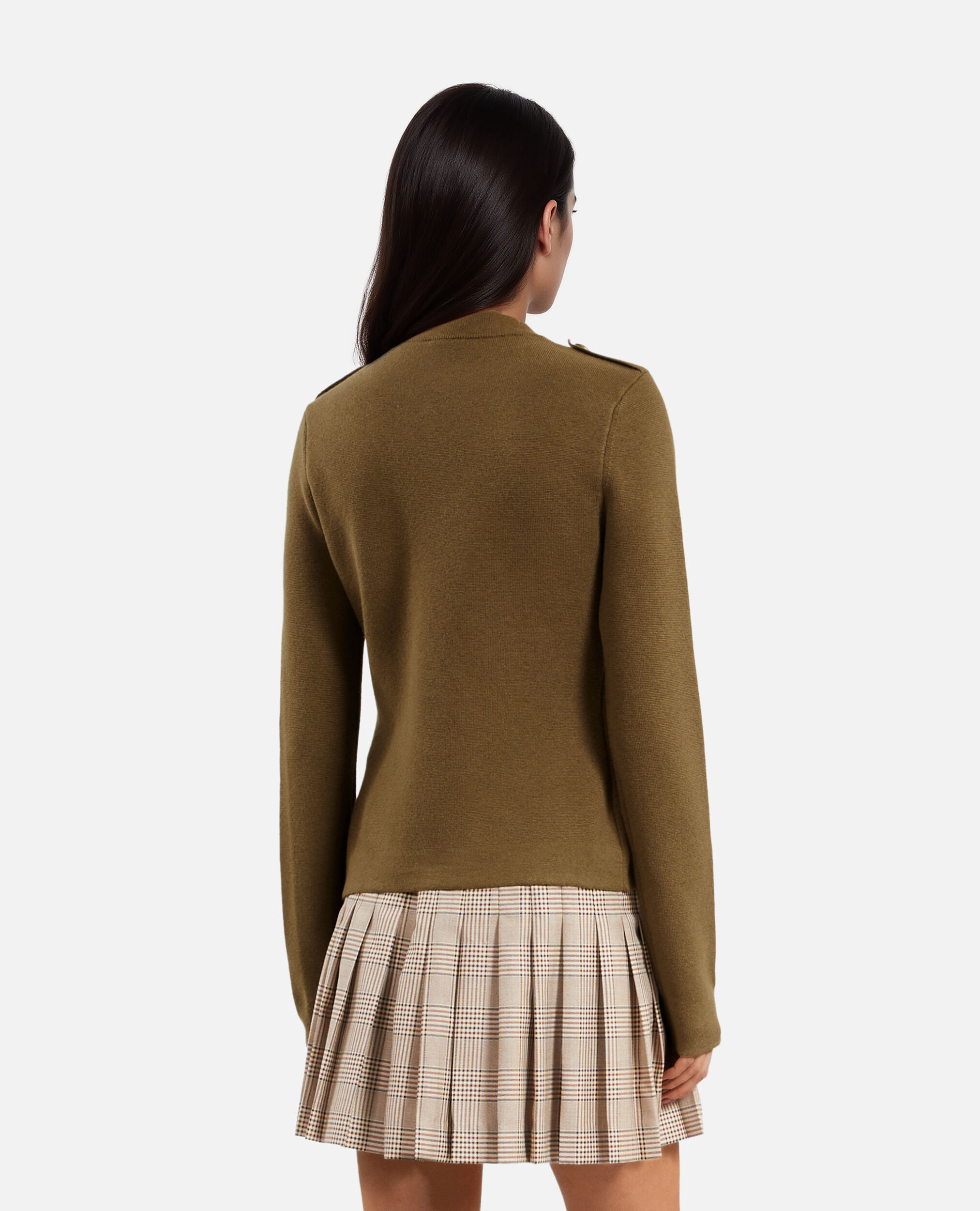 Cardigan en laine style officier kaki, KAKI, hi-res image number null