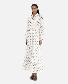 The Kooples FEMME WHITE / BLACK robe longue blanche à pois écrue