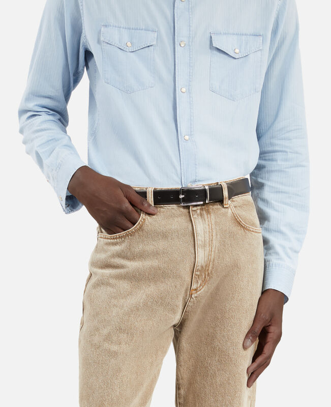 The Kooples HOMME BLACK ceinture reversible en cuir bicolore