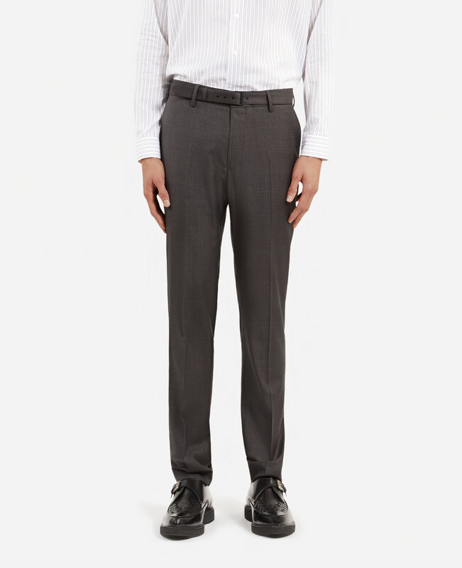 The Kooples HOMME DARK GREY pantalon de costume en laine prince de galles gris