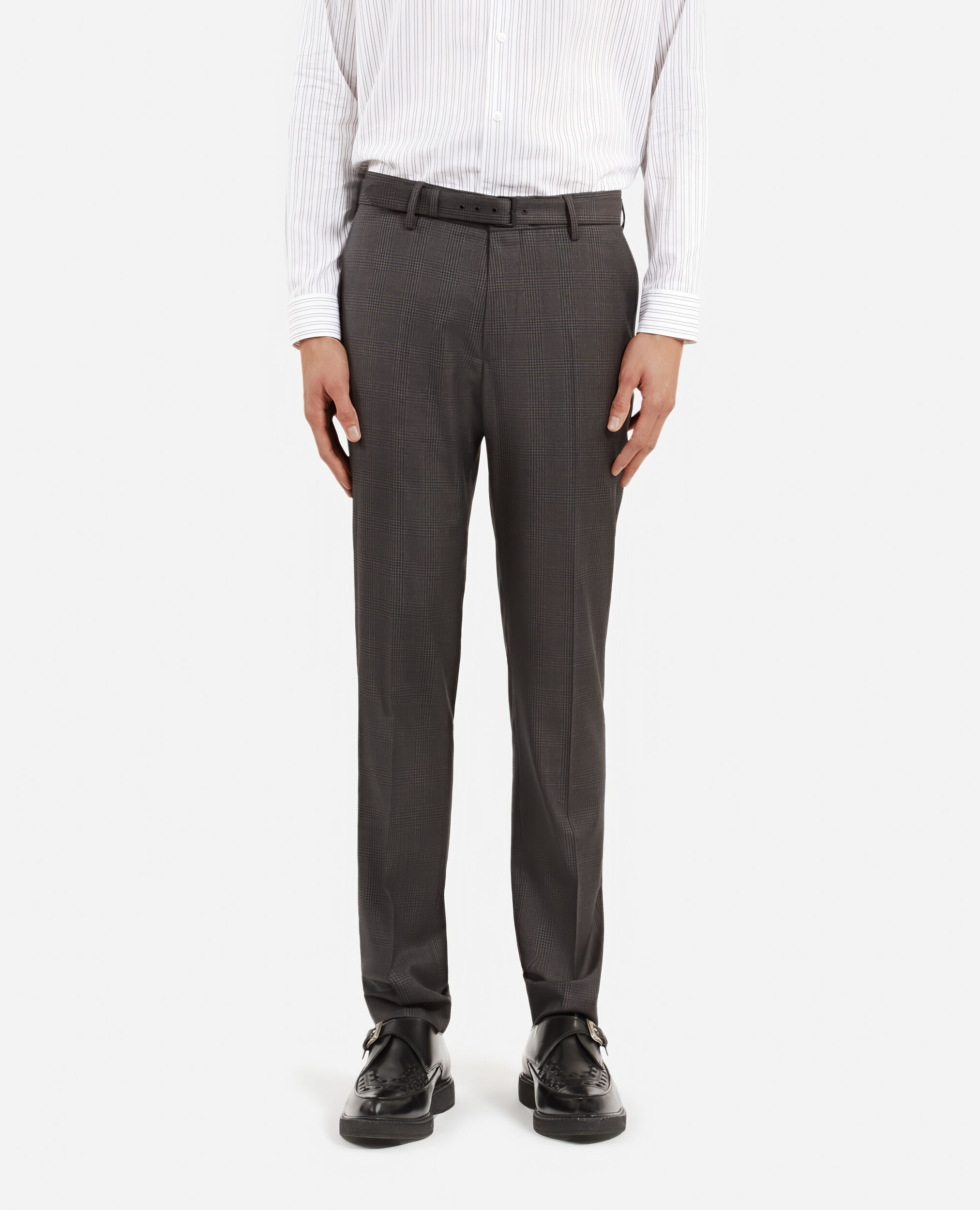 Pantalon de costume en laine prince de Galles gris, DARK GREY, hi-res image number null