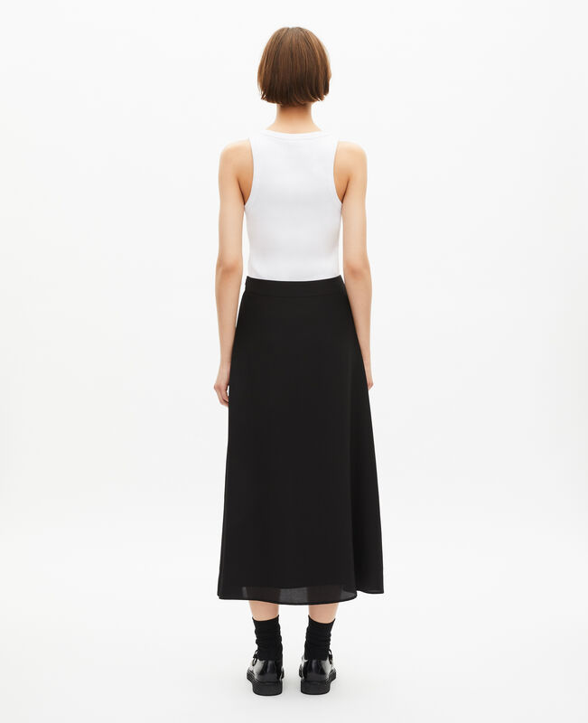 The Kooples FEMME BLACK jupe longue en soie noire