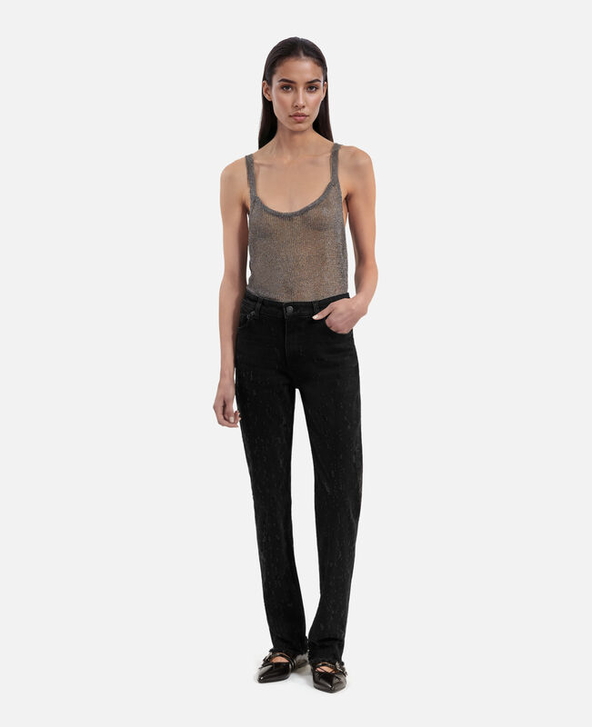 The Kooples FEMME BLACK WASHED jean slim noir