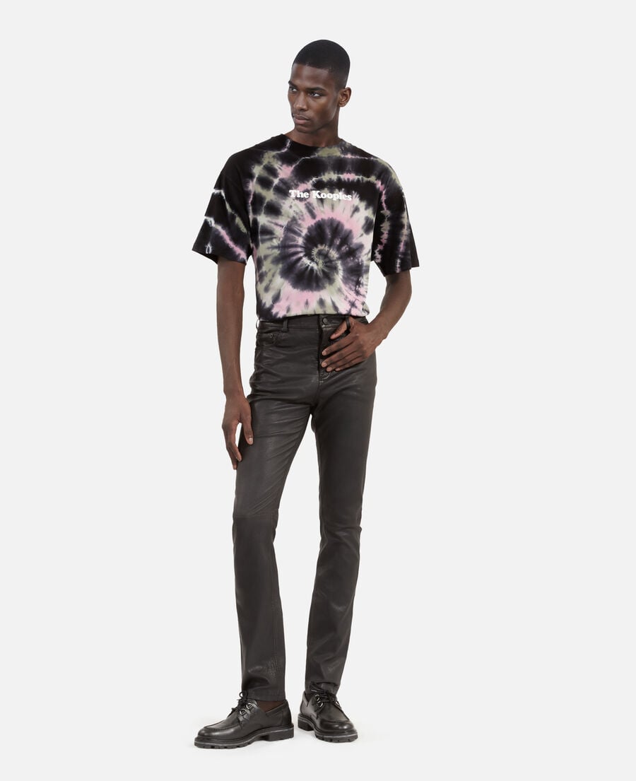 The Kooples MEN BLACK black leather slim-fit pants