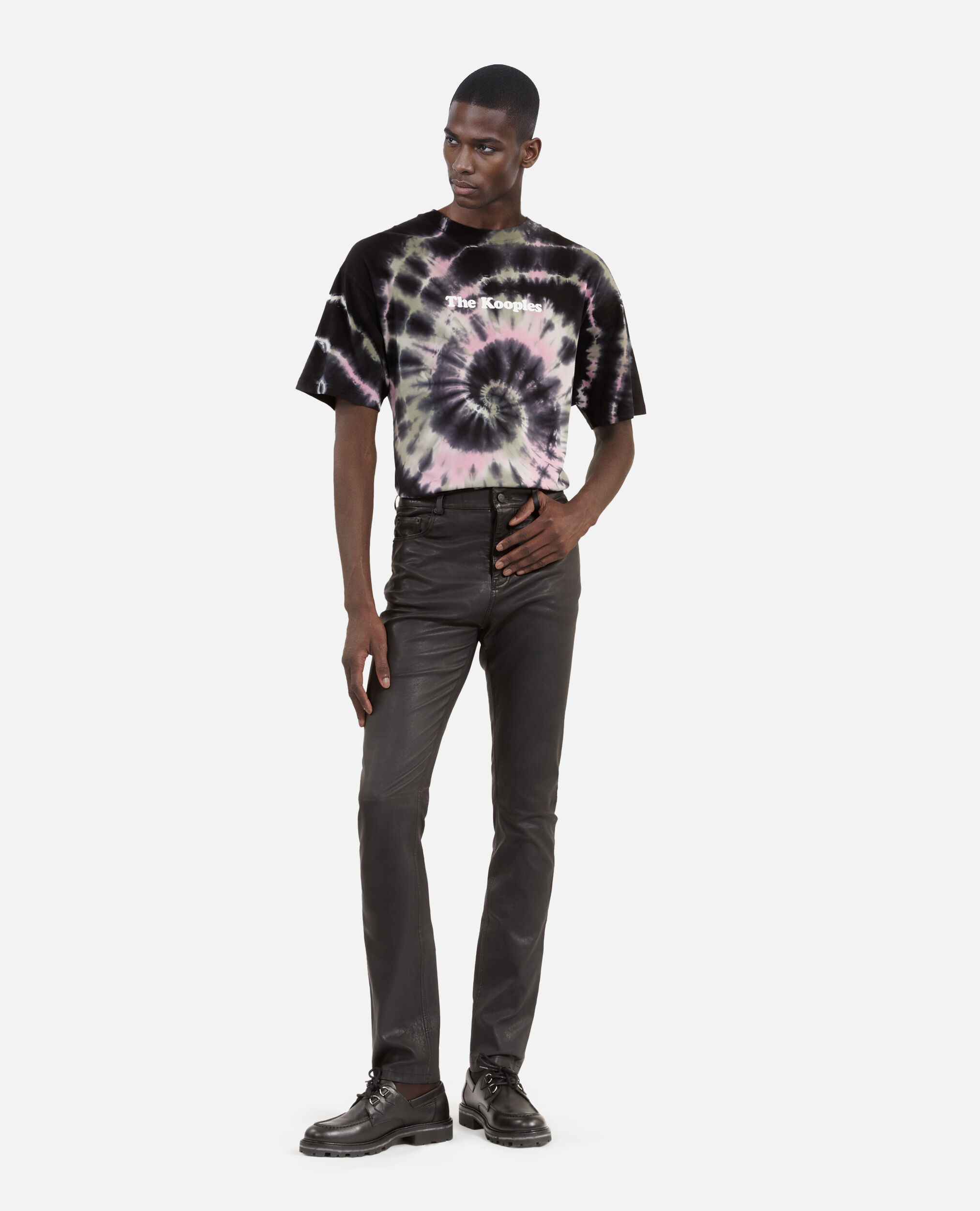 Pantalon slim en cuir noir, BLACK, hi-res image number null