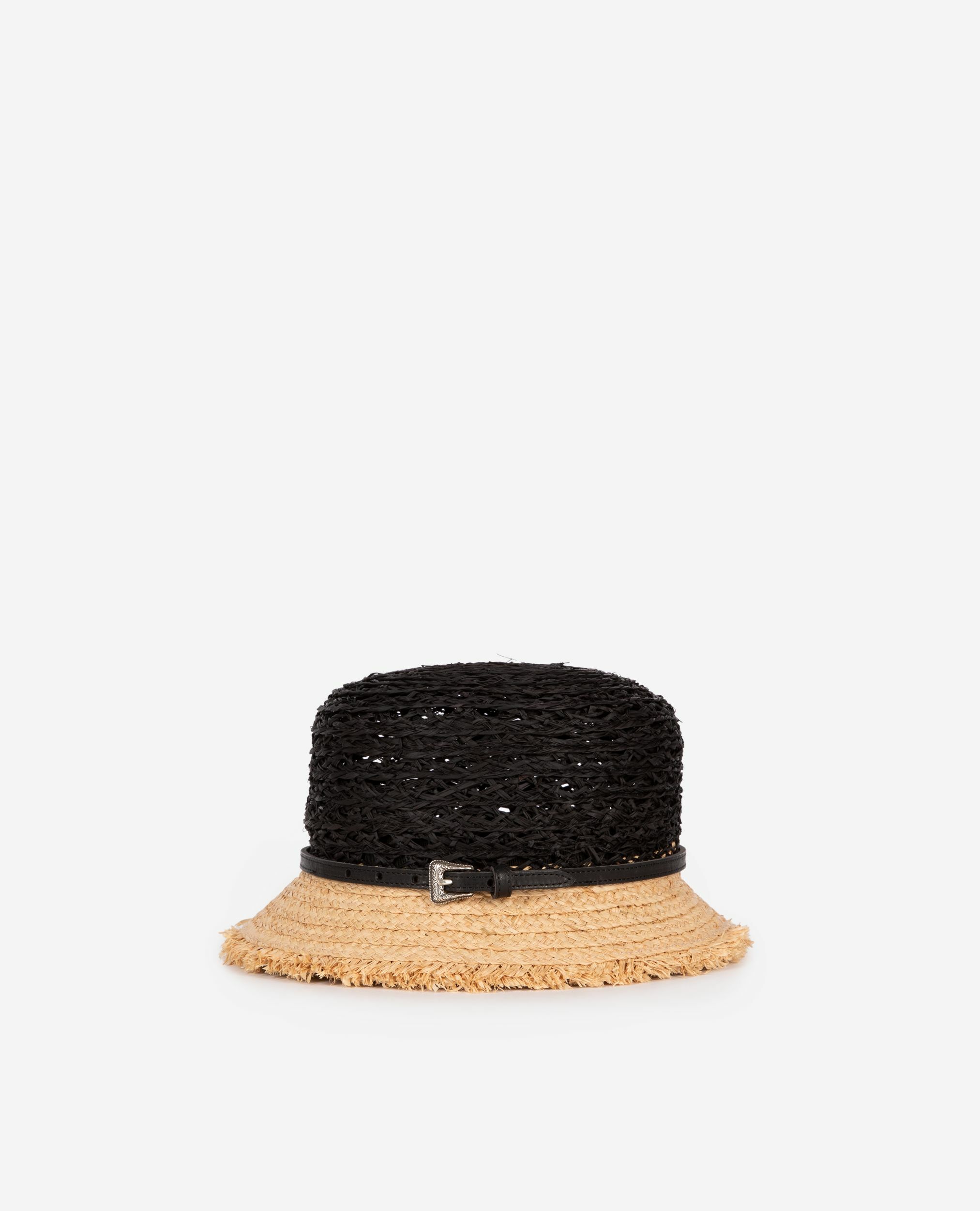 Bob en raphia noir et beige, BLACK - CREAM, hi-res image number null