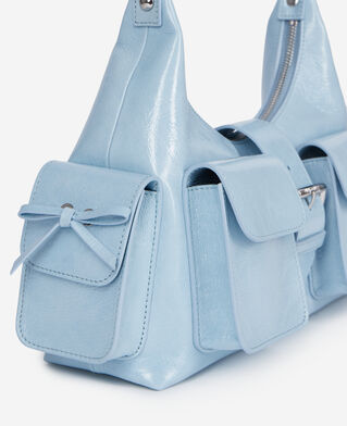 The Kooples FEMME LIGHT BLUE sac amelia en cuir bleu clair