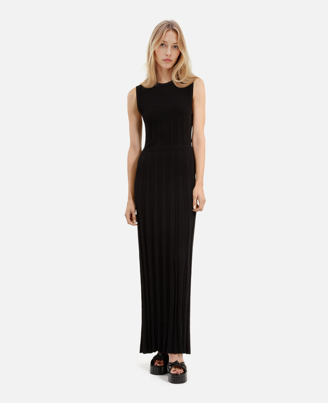The Kooples FEMME BLACK robe longue en maille noire