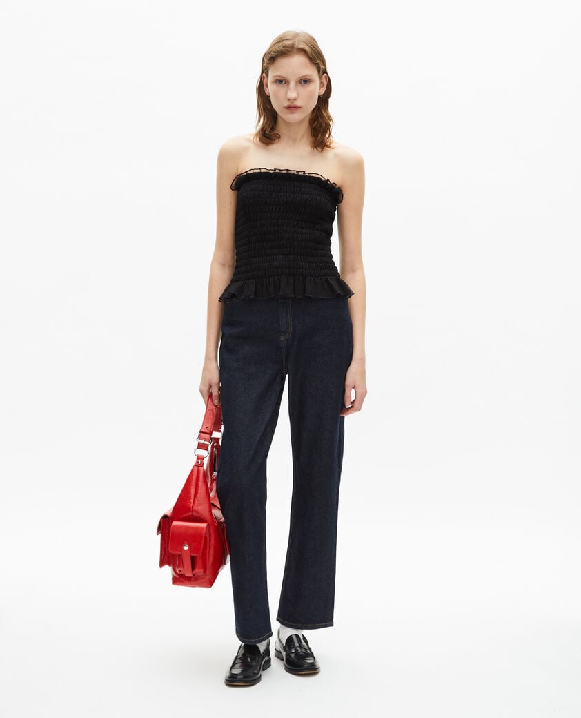 The Kooples WOMEN BLACK black smoky bustier top
