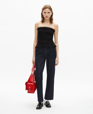 The Kooples WOMEN BLACK black smoky bustier top