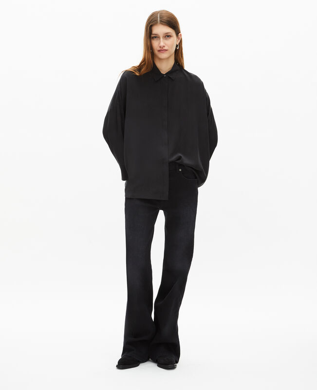 The Kooples FEMME BLACK chemise ample en soie lavée noire