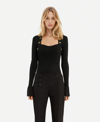 The Kooples WOMEN BLACK black rib knit sweater