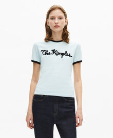 The Kooples FEMME BABY BLUE t-shirt broderie ruban bleu clair