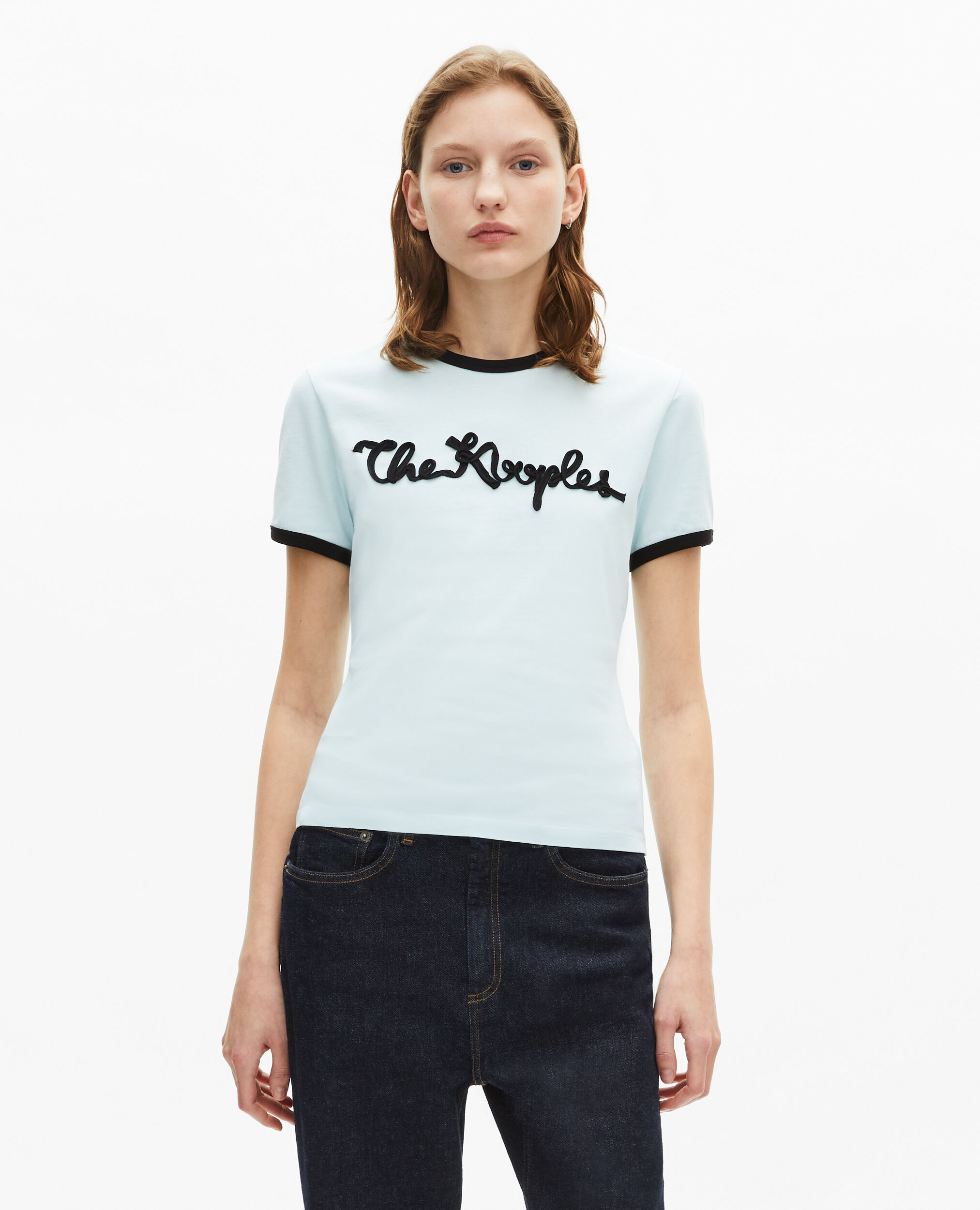 T-shirt broderie ruban bleu clair, BABY BLUE, hi-res image number null