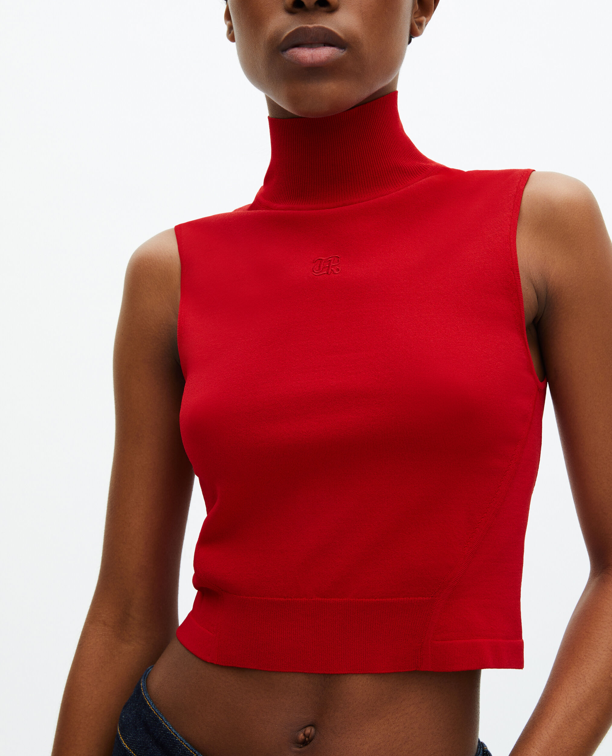 Top en maille rouge, RED, hi-res image number null