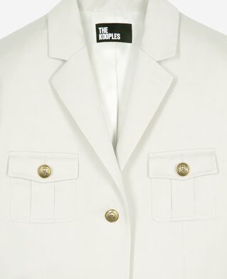 The Kooples WOMEN BEIGE short officer-style dress in ecru linen