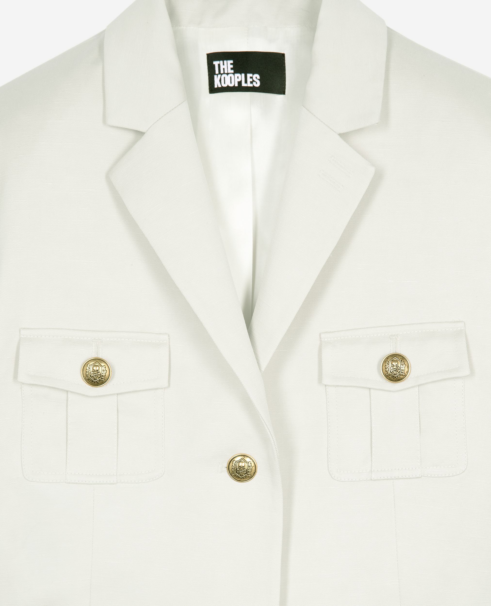 Robe courte style officier en lin écrue, BEIGE, hi-res image number null