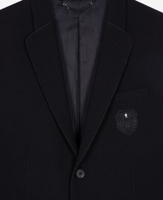 The Kooples MEN BLACK straight jacket in black pique wool